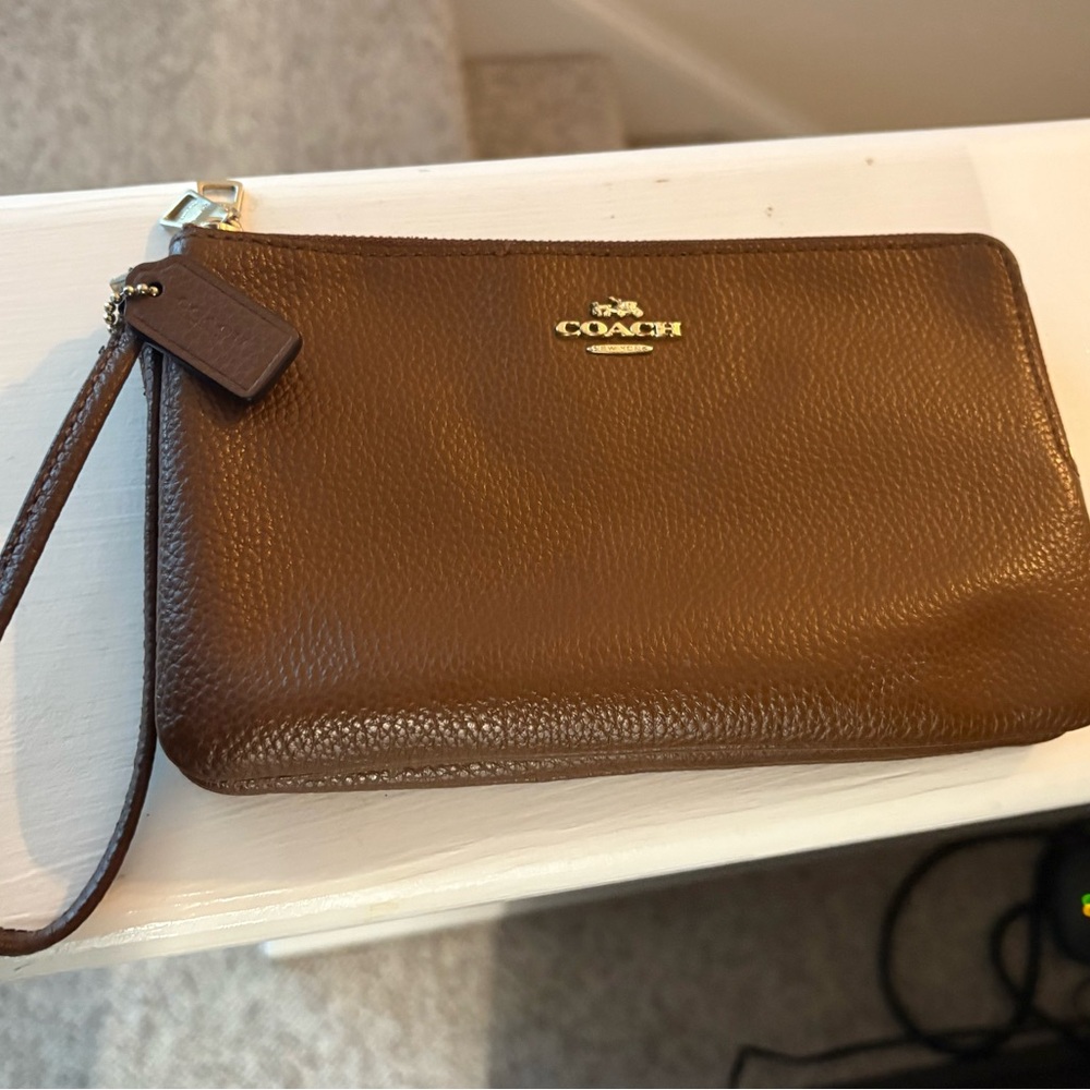 Coach Rich Brown Leather Pouch